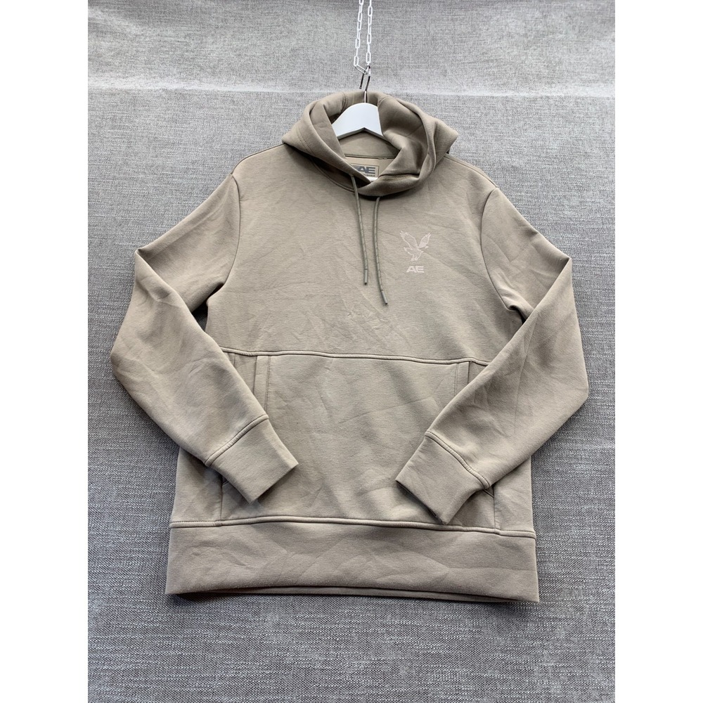 American Eagle‎ Outfitters Hoodie Mens Small Khaki Kangaroo Pockets Drawstring